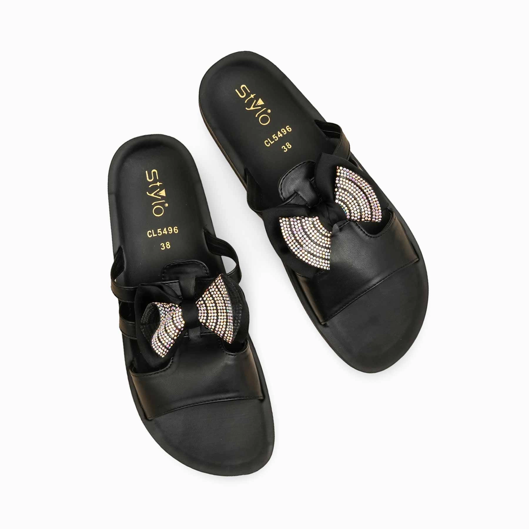 Bling Wedding Shoes Black Casual Softy For Ladies CL5496