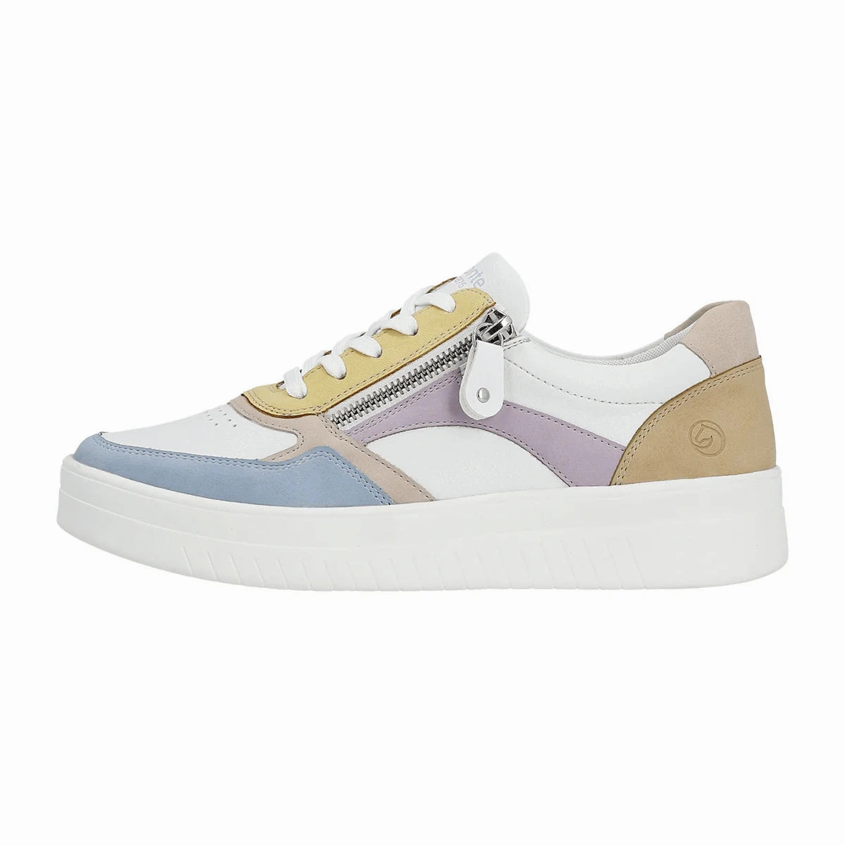 Remonte by Rieker Women's Pearl White Leather Sneakers - Aqua/Weiss/Rose/Sun/Mauve/Tan Sneakers Oc