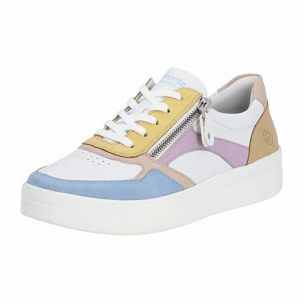 Remonte by Rieker Women's Pearl White Leather Sneakers - Aqua/Weiss/Rose/Sun/Mauve/Tan Nike Floral Sneakers