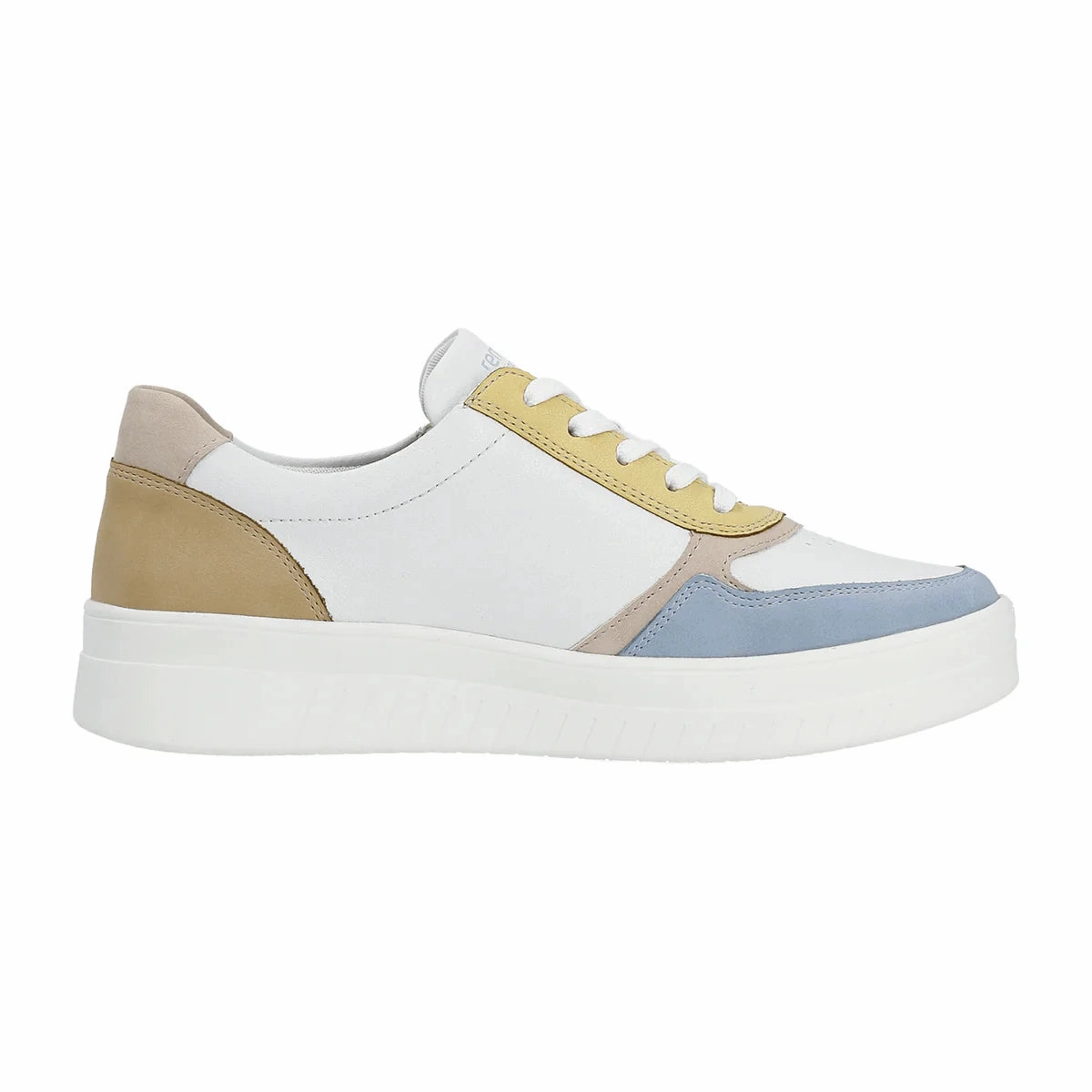 Sneakers Minimalist Remonte by Rieker Women's Pearl White Leather Sneakers - Aqua/Weiss/Rose/Sun/Mauve/Tan