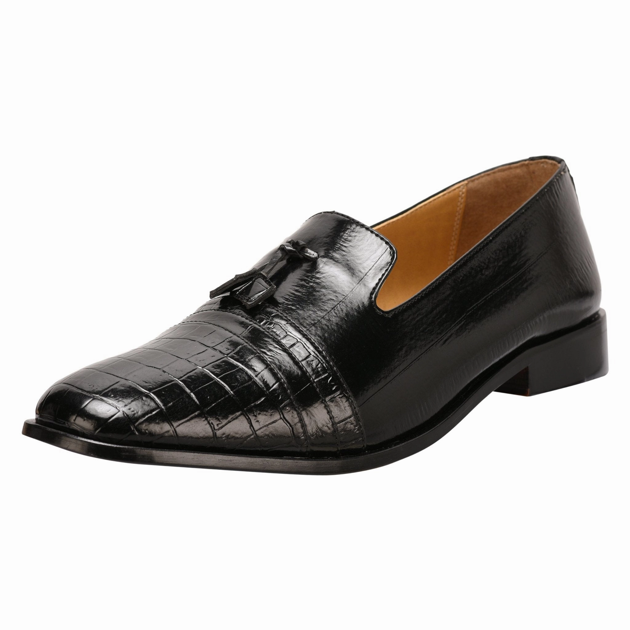 Reno Genuine Leather Slip-on Tassels Shoes for Men Laced Loafers