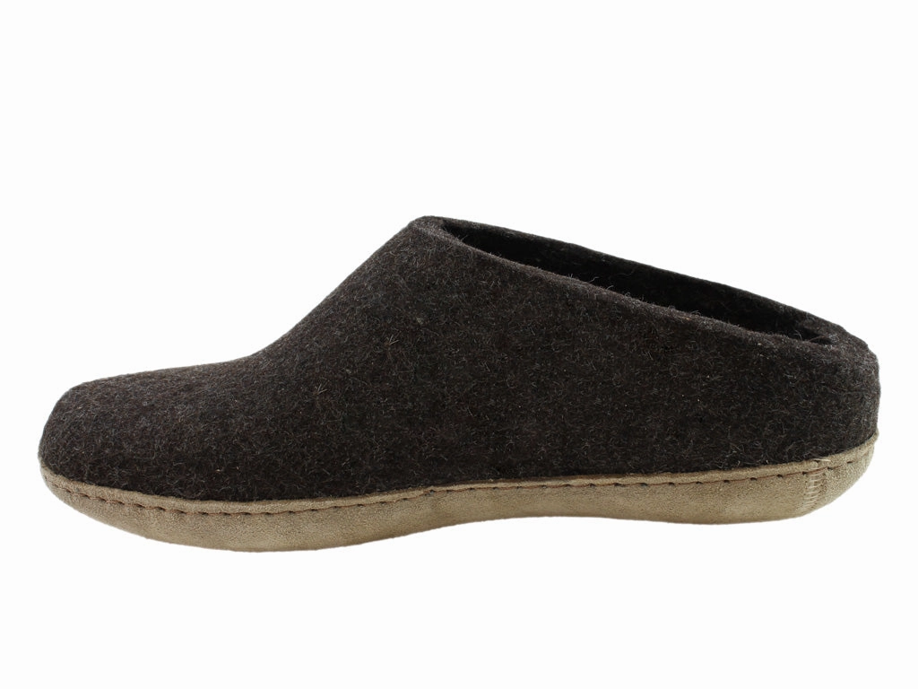 Glerups Slippers Open Heel Chestnut Brown Slippers That Don't Make Your Feet Sweat