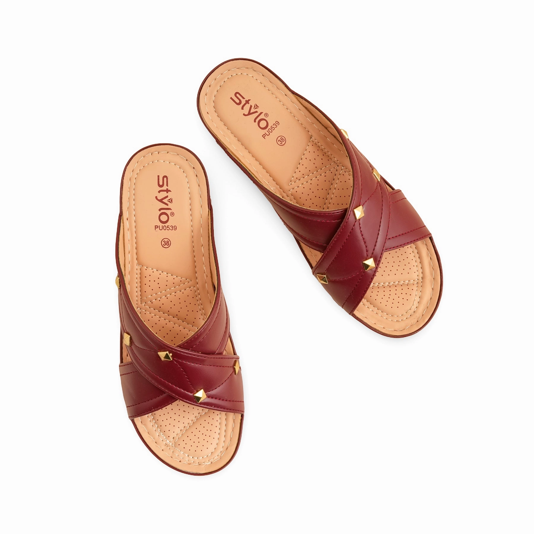 Slides Closed Toe Maroon Formal Slipper PU0539