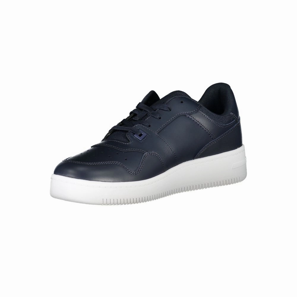 Tommy Hilfiger Blue Contrast Sneakers with Logo Detail Genuine Leather Oxford Casual Shoes