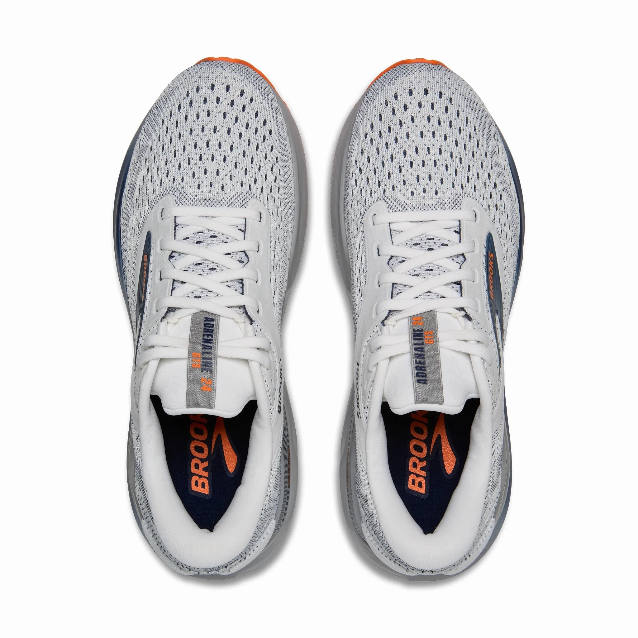 Good Running Shoes For Overpronation Men's Brooks Running Adrenaline GTS 24 Road Running Shoe in White/Peacoat/Alloy