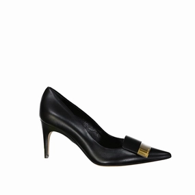 Sergio Rossi Black Calfskin High Heel Pumps Toe Shoes Running