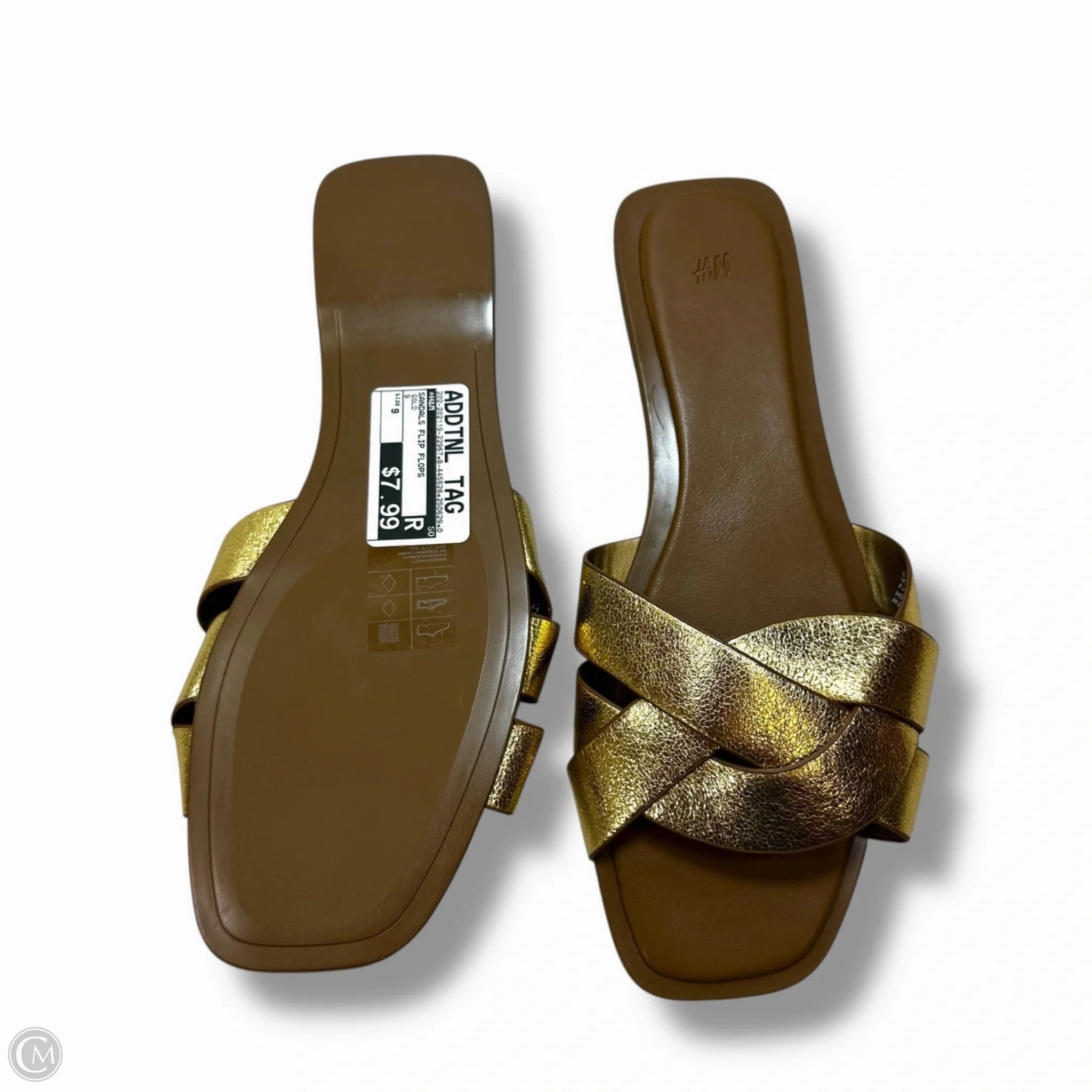 Sandals Flip Flops By H&m In Gold, Size: 9 Chubbies Flip Flops