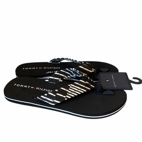 Sandals Flip Flops By Tommy Hilfiger In Black & White, Size:8 Christina From Flip And Flop
