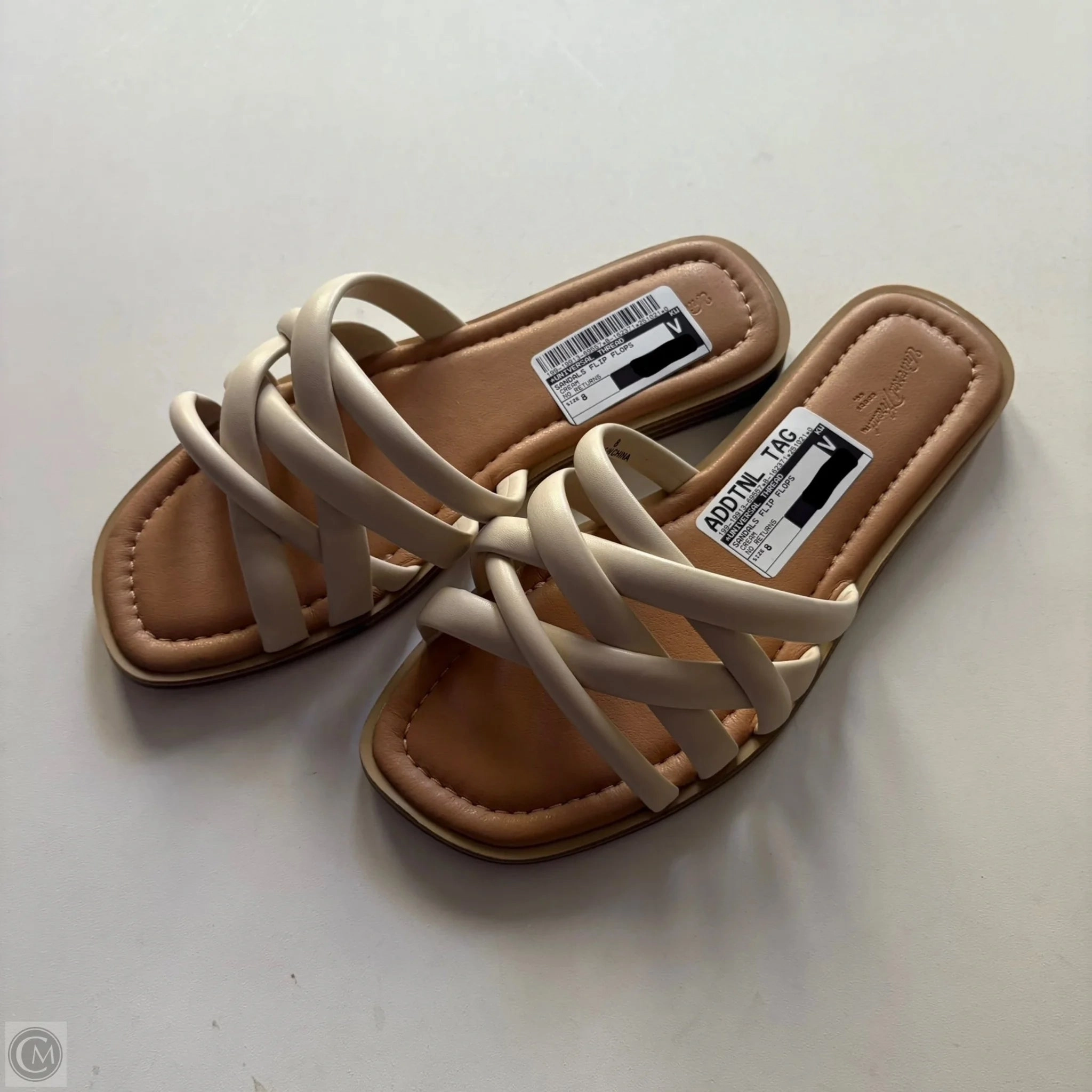 Sandals Flip Flops By Universal Thread In Cream, Size: 8 Flip Flops Rubbing Between Toes