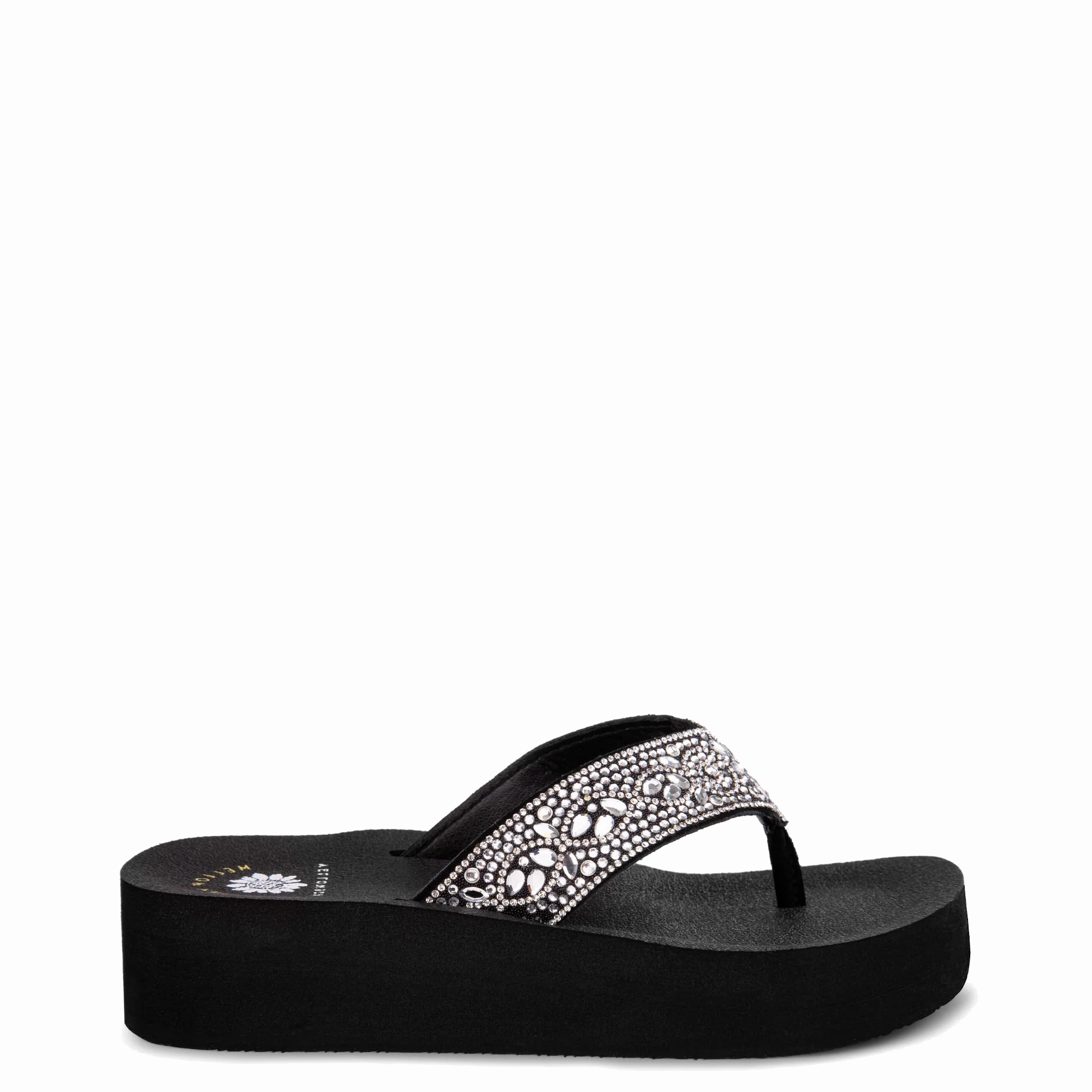 Brigid Black Faux Suede Flip Flops