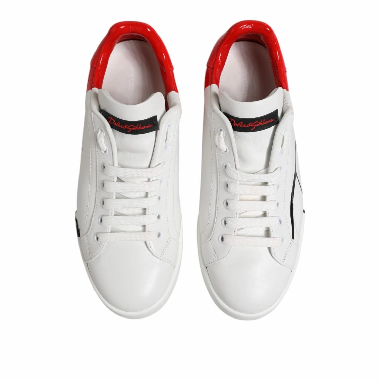 Charles Barkley Sneakers Dolce & Gabbana White Red Logo Low Top Leather Sneakers Shoes