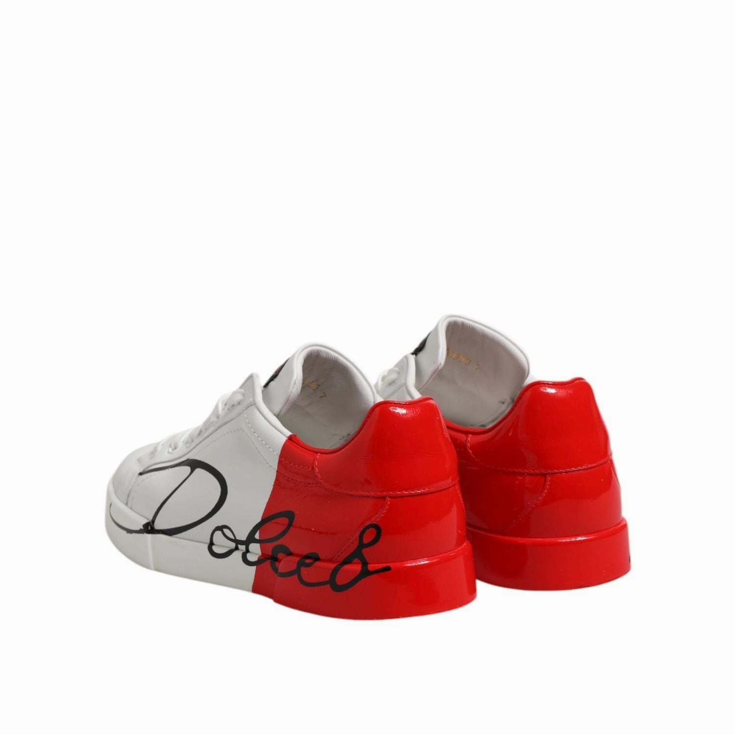 Dolce & Gabbana White Red Logo Low Top Leather Sneakers Shoes Dolce And Gabbana Sneakers