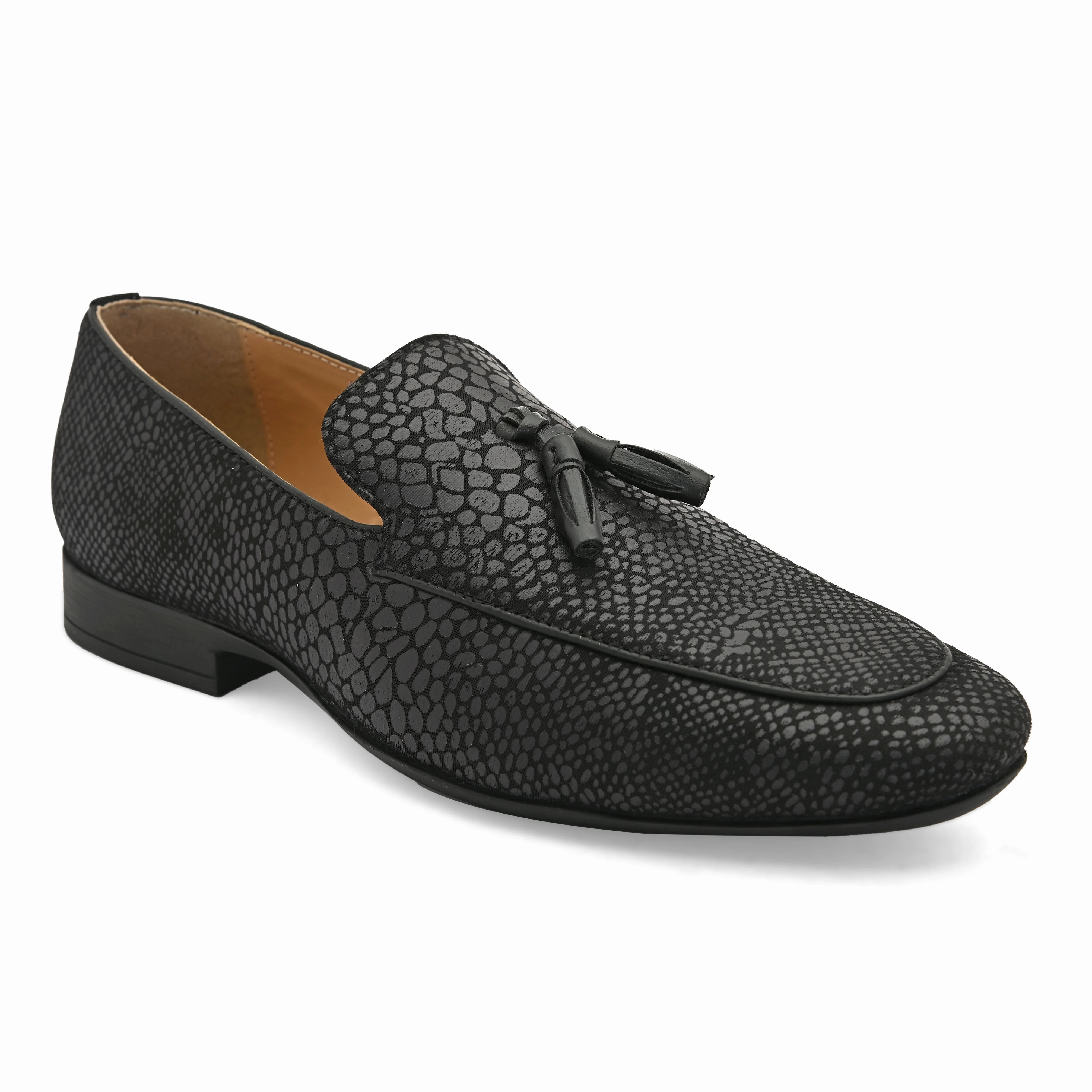 Gold Chain Loafers Dabble Black Textured Loafers
