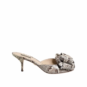 Dolce & Gabbana Multicolor Keira Bow Leather Peep Toe Mules Shoes Flat Foot Sandals