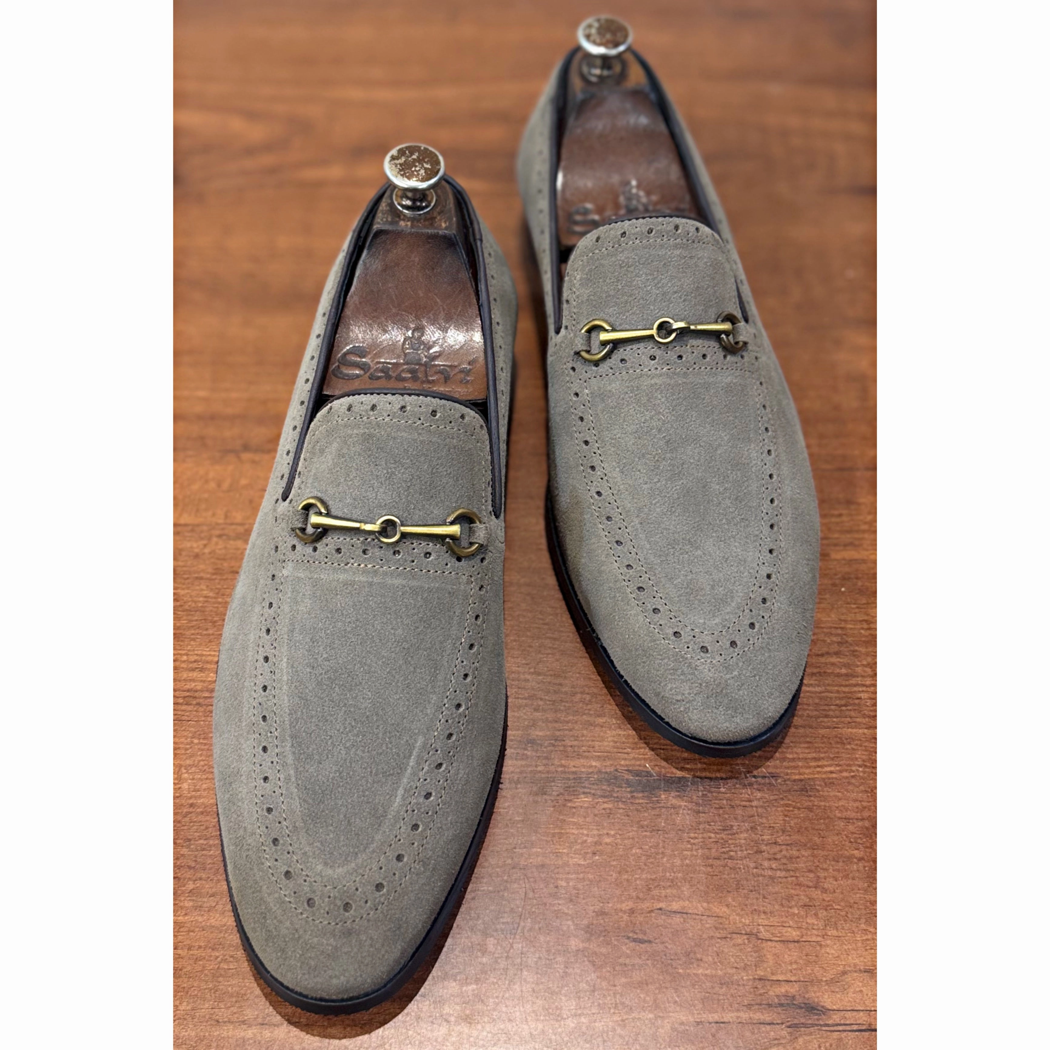 Semi Brogues Grey Suede Loafers Tyler Durden Loafers