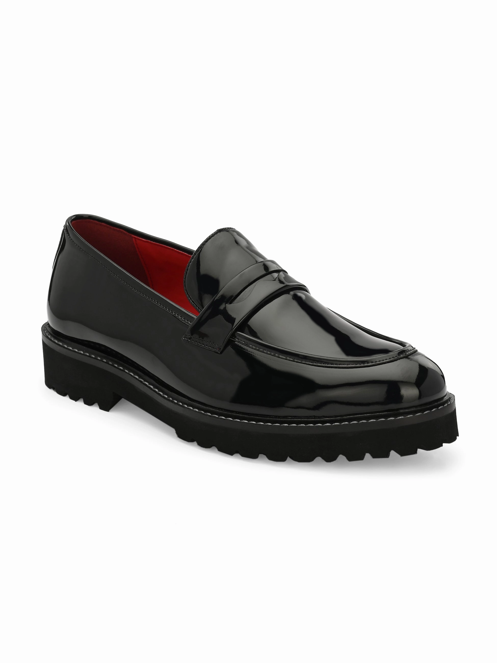 Seoul Black Chunky Loafers Loafers Snake Print