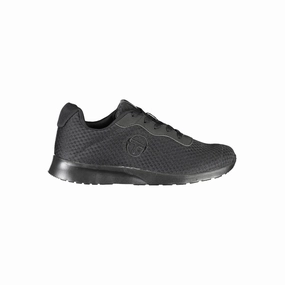 Dress Sneakers For Work Sergio Tacchini Sleek Black Sneakers with Embroidered Detail