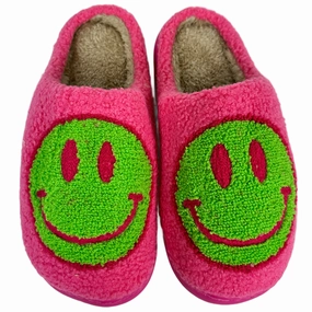 SF-1120 Green Smile Hot Pink Slippers Snowman Slippers
