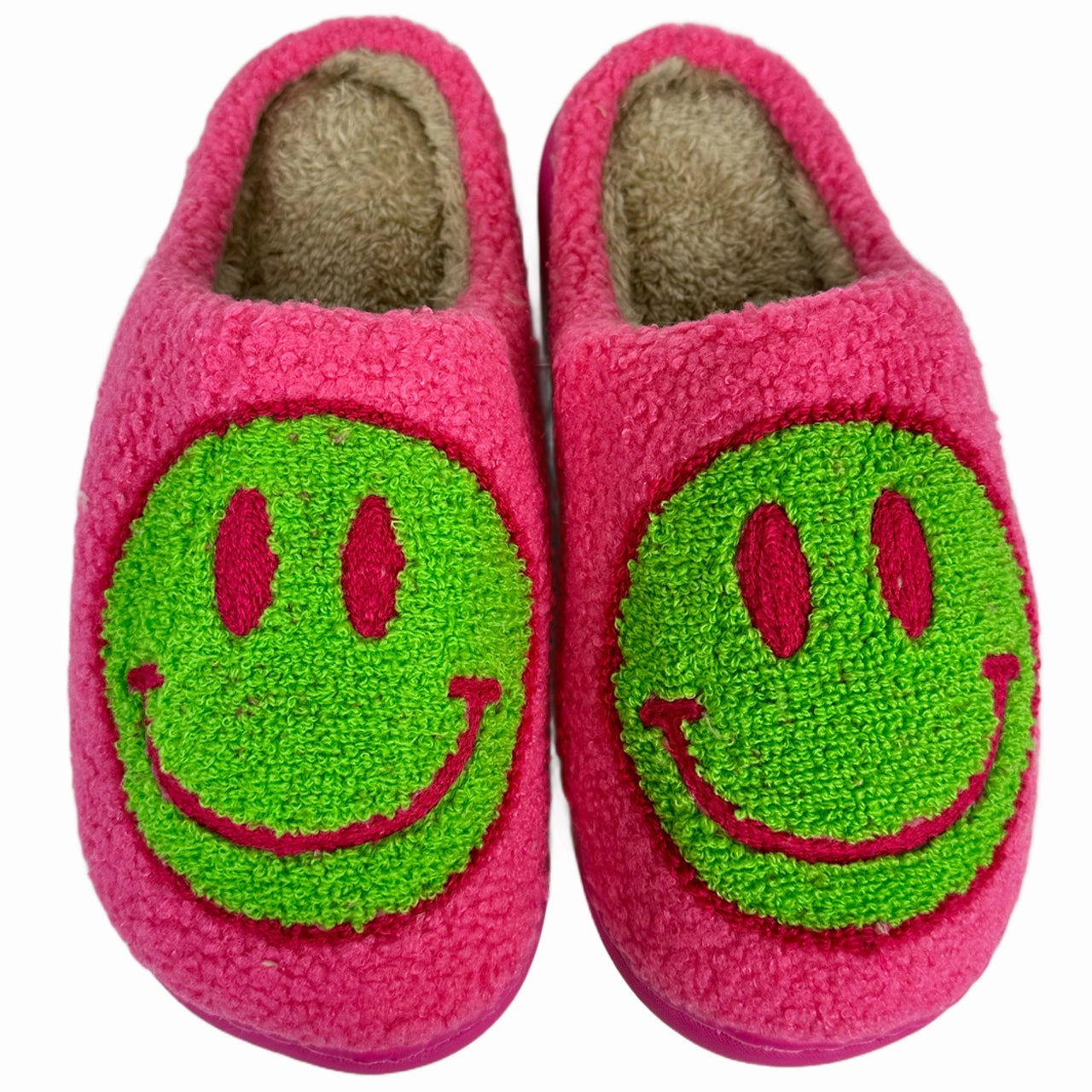 SF-1120 Green Smile Hot Pink Slippers Corkys Slippers