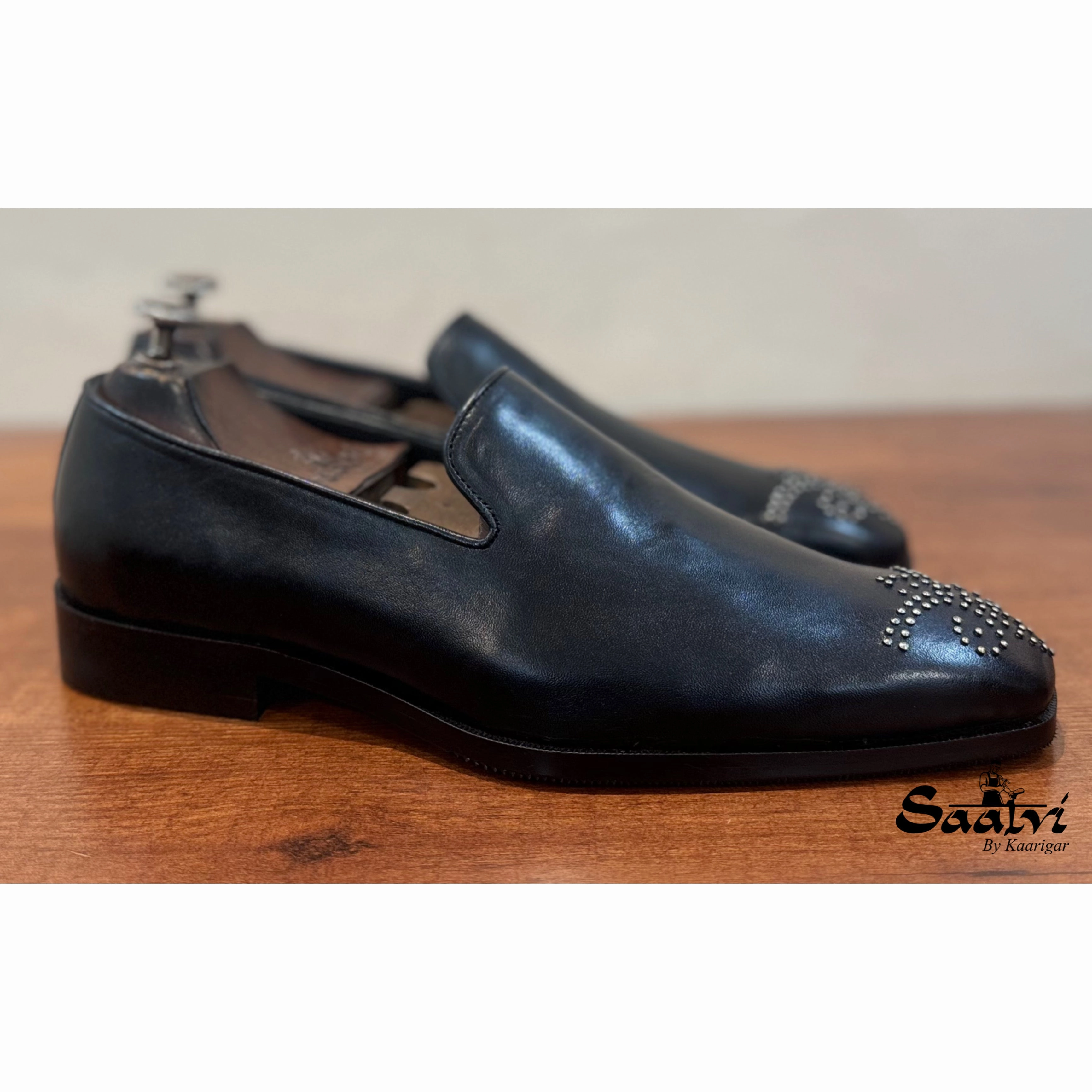 Leather Loafers Casual Black Loafers With Bajri