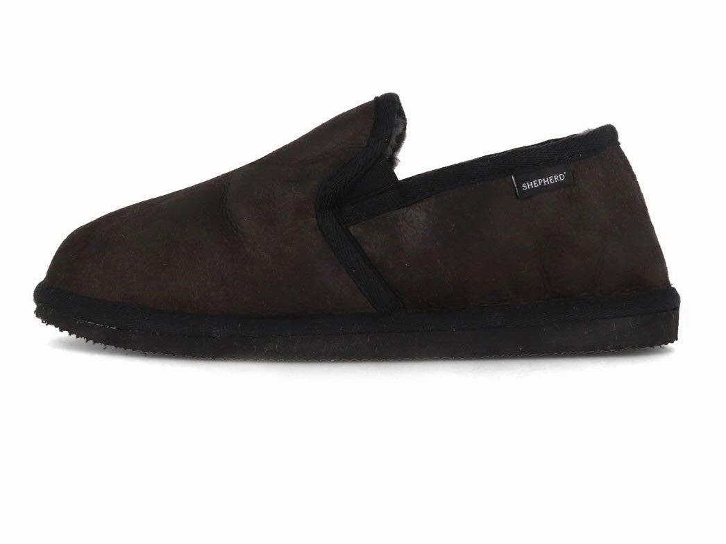 Smile Face Slippers SHEPHERD Men Lambskin Slippers 'Bosse', black