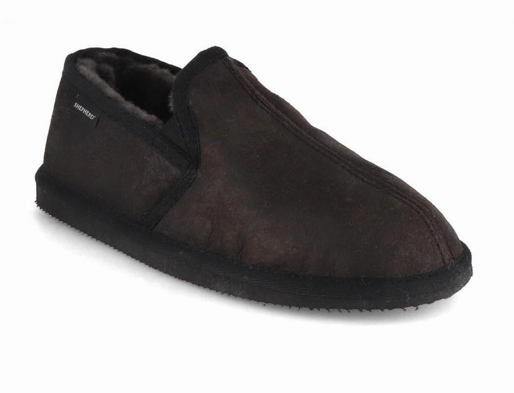 Barney Slippers For Adults SHEPHERD Men Lambskin Slippers 'Bosse', black