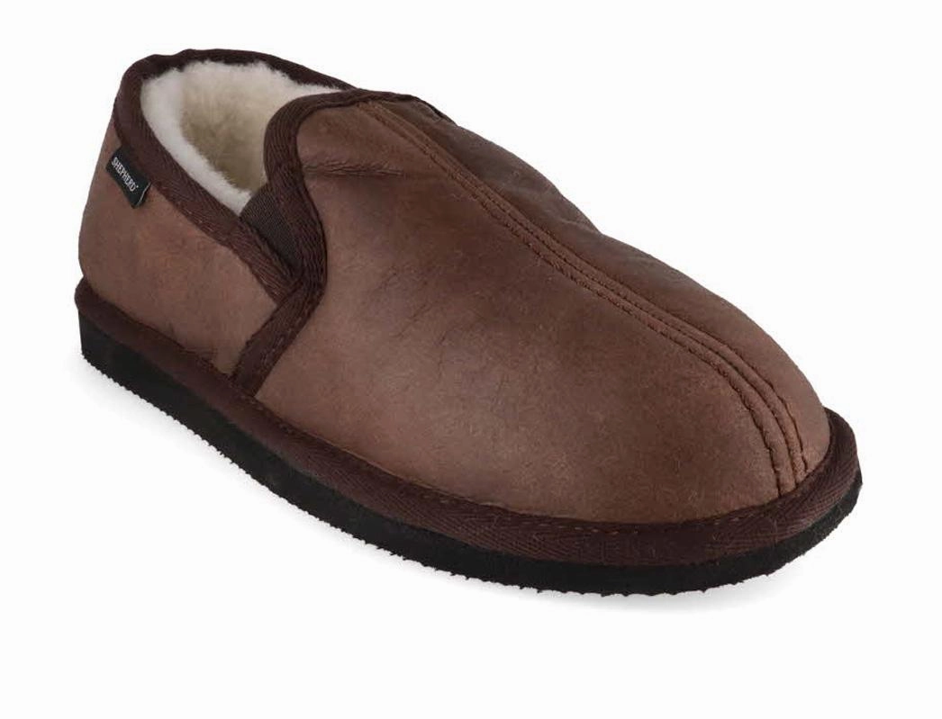 Childrens Slide Sandals SHEPHERD Men Slippers 'Bosse', oiled antique