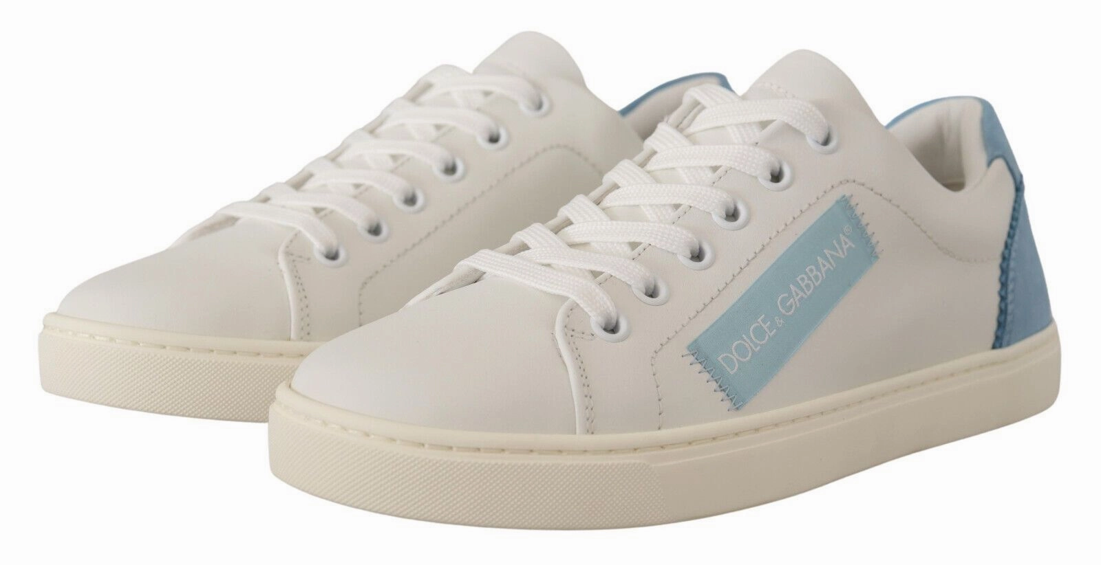 White Blue Leather Low Top Sneakers Shoes Floral Shoes Sneakers