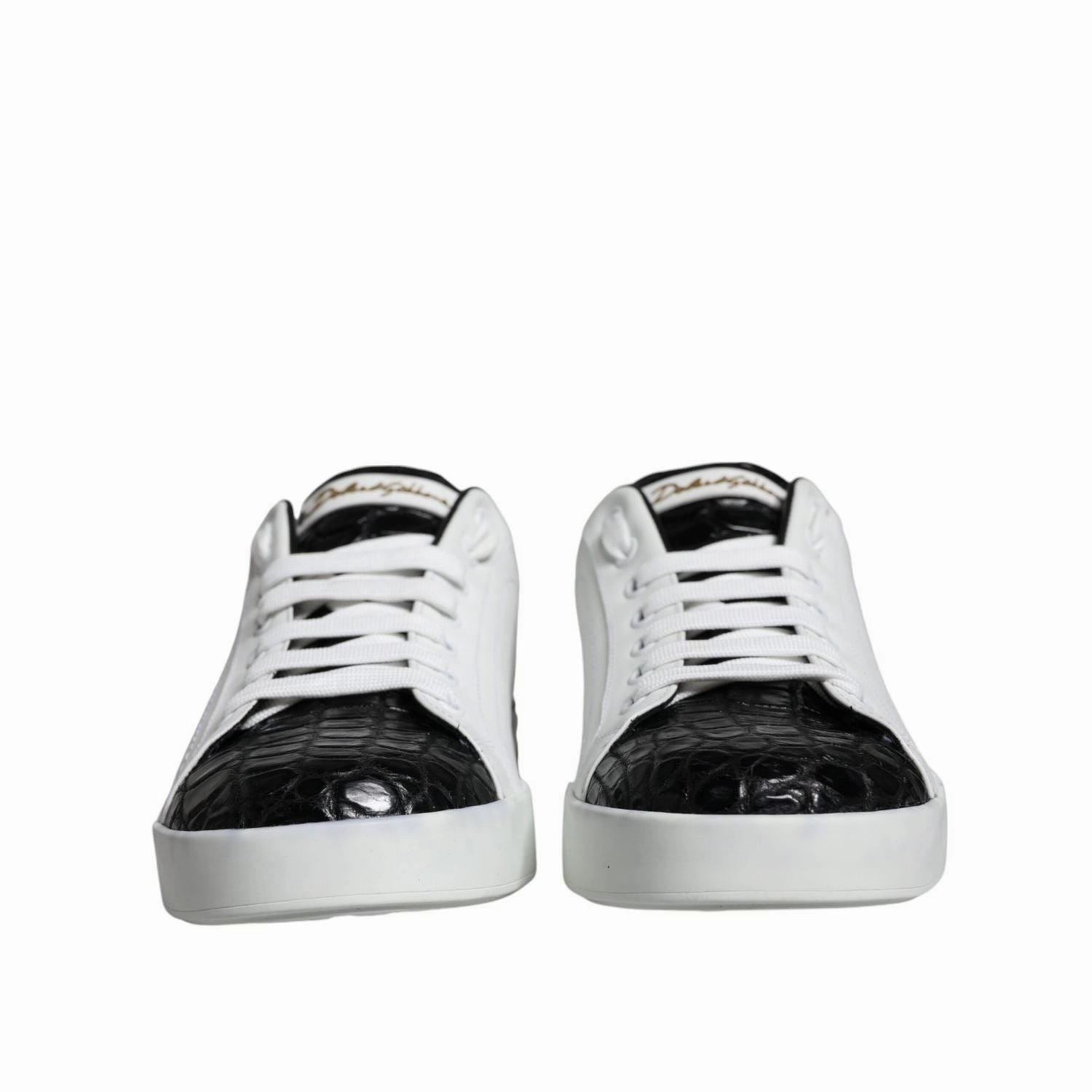 Plush Sneakers Dolce & Gabbana Black Leather Logo Portofino Sneaker Shoes