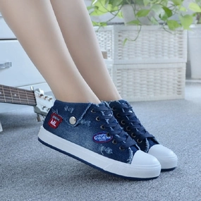Mudd Shoes Flats Shoes Women 2017 Sping Autumn Denim Casual Shoes Lace-Up Women's Fashion Flats High Top Canvas Shoes Woman Flat Shoes