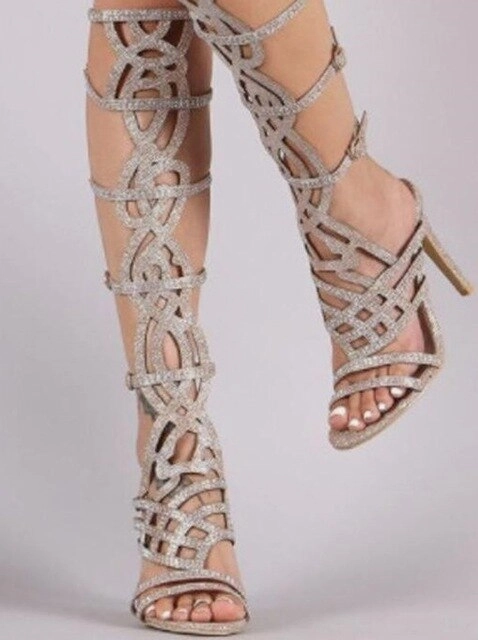 show high hollow toe boots fashion 2019 women shoes summer sandals Low Heel Strappy Sandals