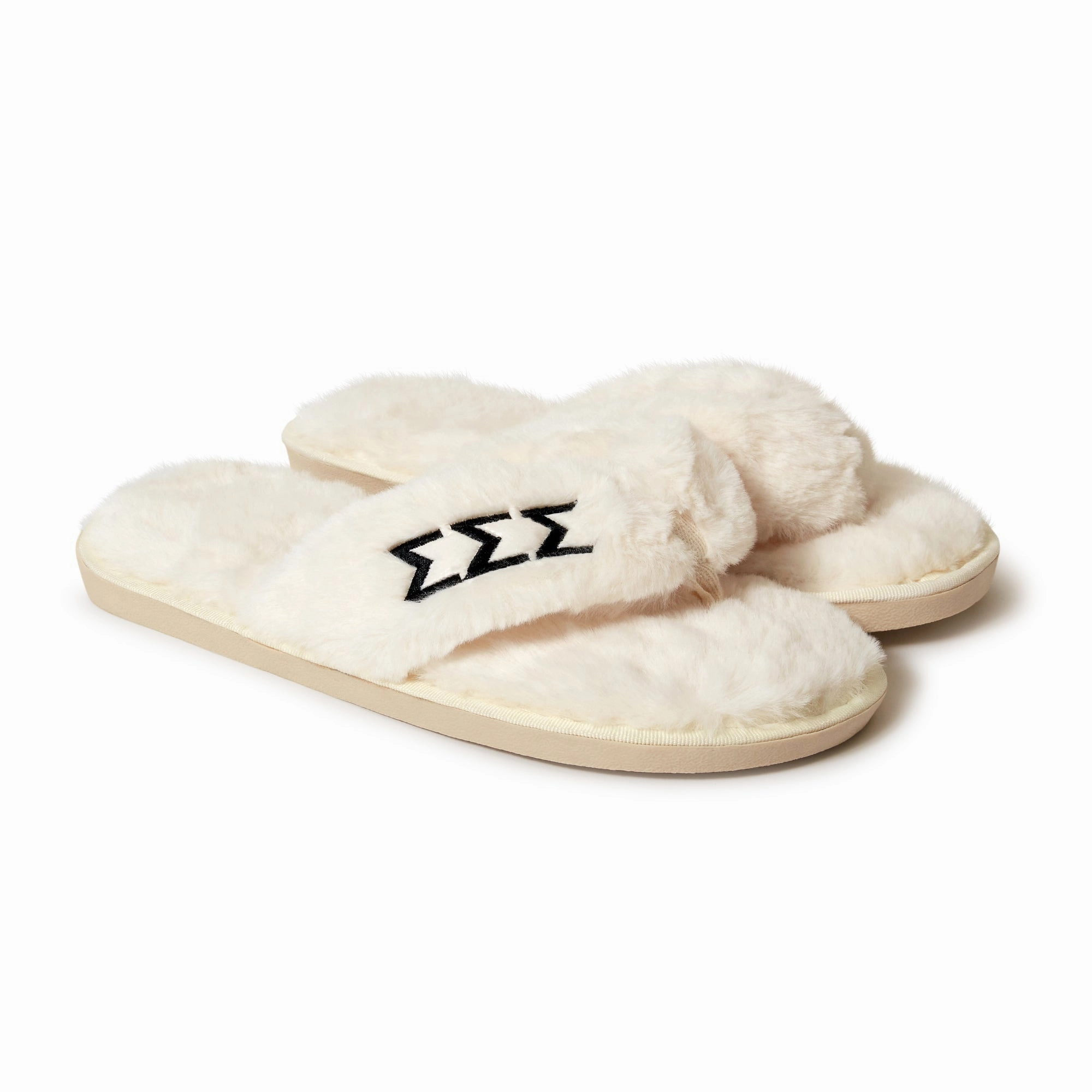 Sigma Sigma Sigma - Furry Slippers Women - With SSS Embroidery Logo Otter Slippers