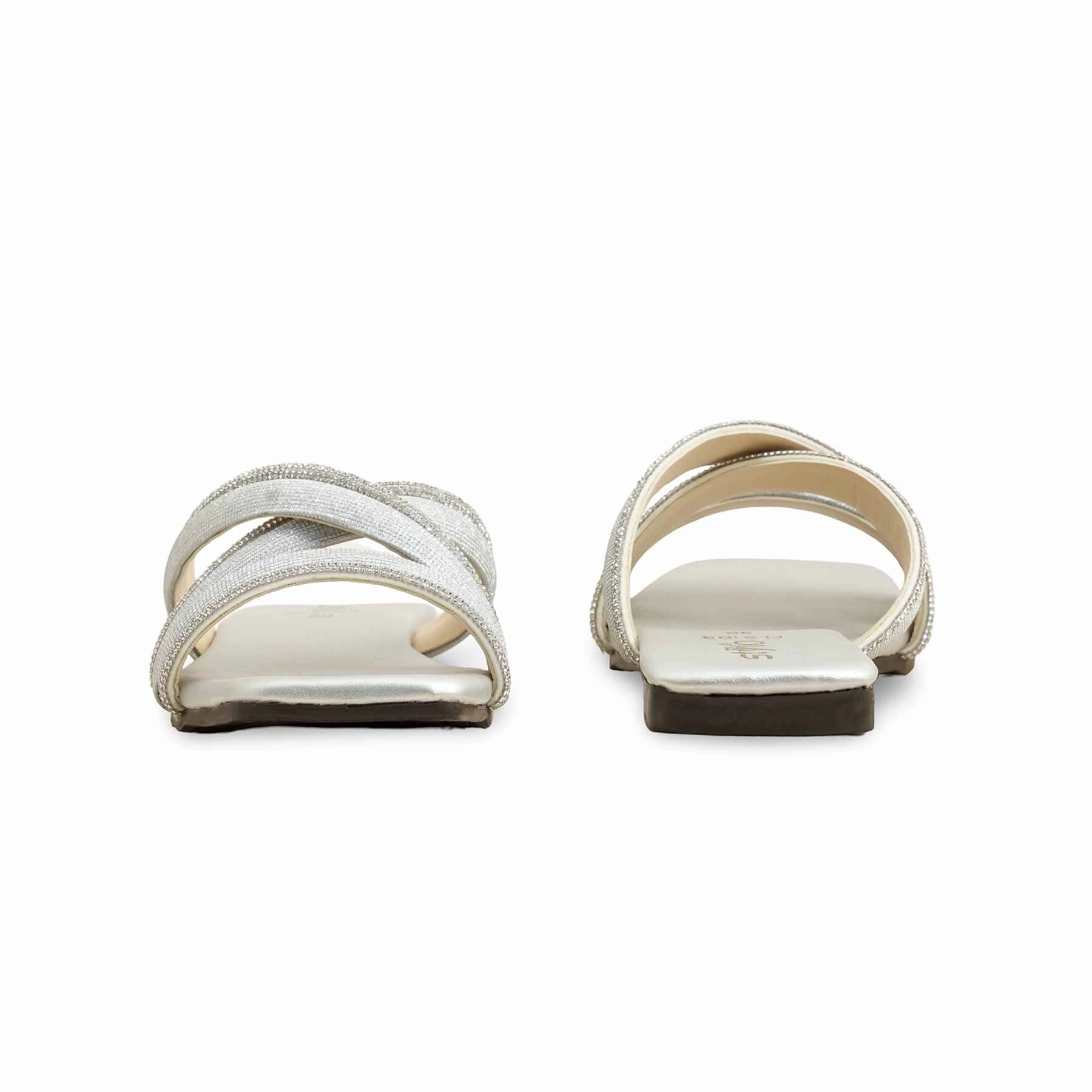 Silver Casual Slipper CL2108 Casual Beach Wedding Shoes