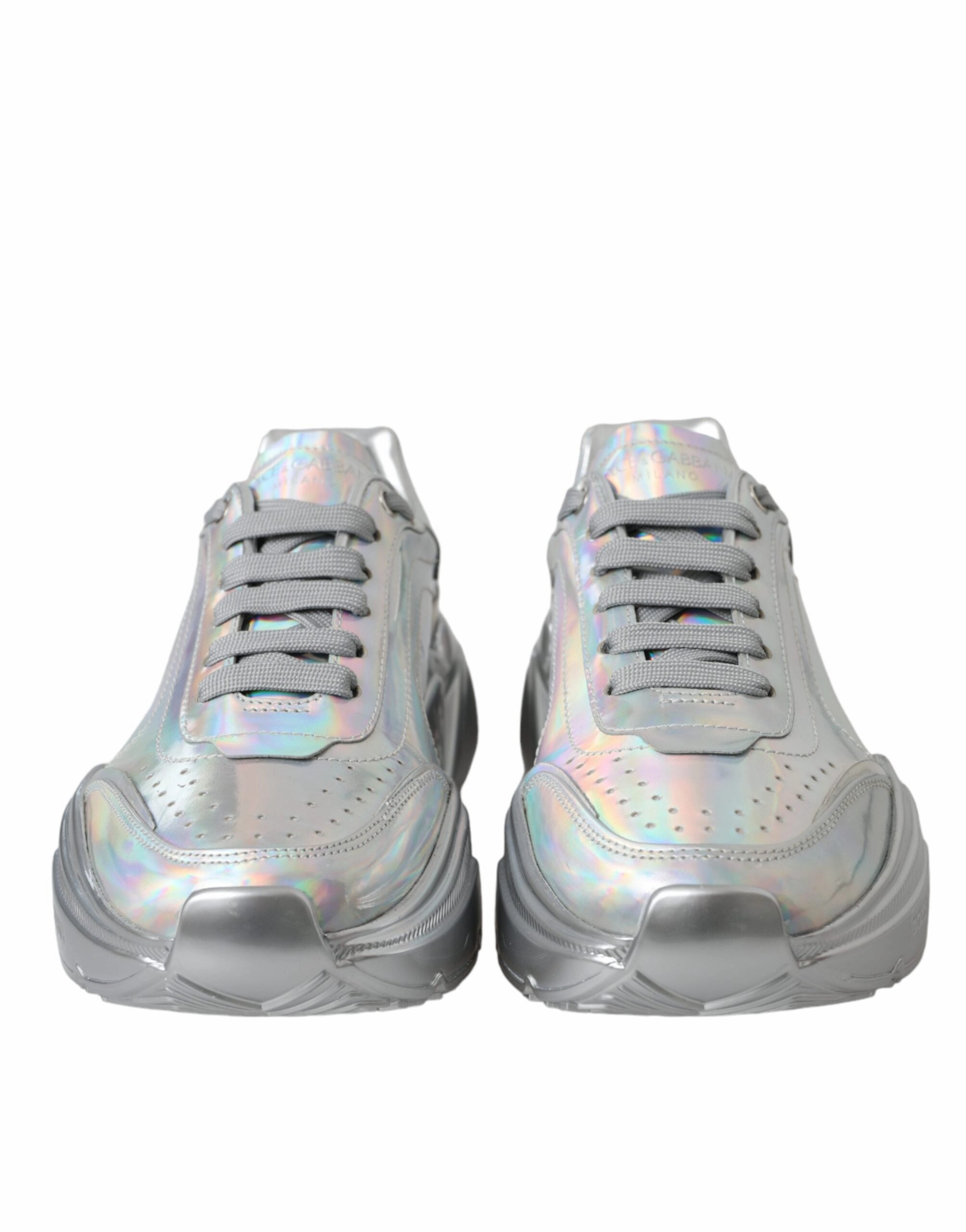 Silver Iridescent DAYMASTER Leather Sneakers Shoes Travel Sneakers