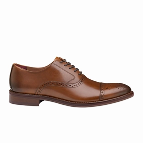 Johnston & Murphy Conard 2.0 Cap Toe Oxford (Men) - Tan Full Grain Casual Shoes For Hiking
