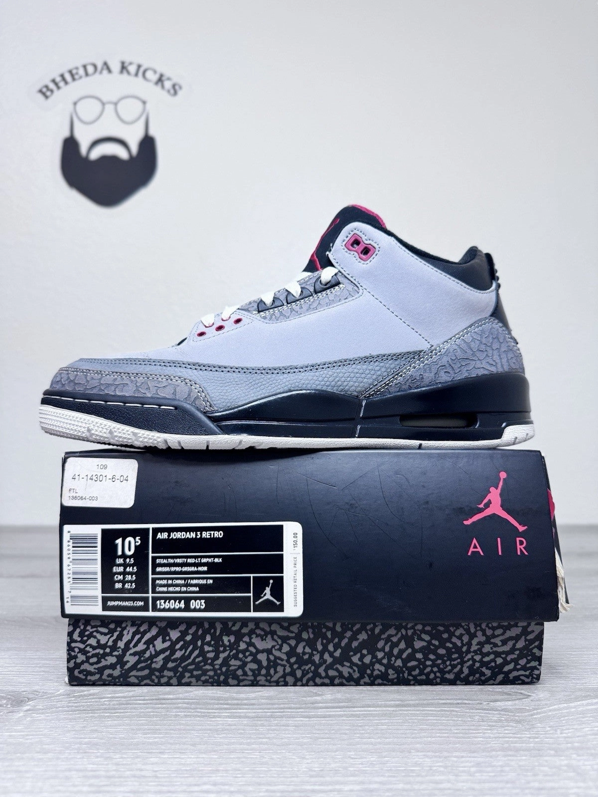 Top Asics Trail Running Shoes Size 10.5 - Nike Air Jordan 3 Retro Stealth 2011 Preowned 136064-003 Sneakers