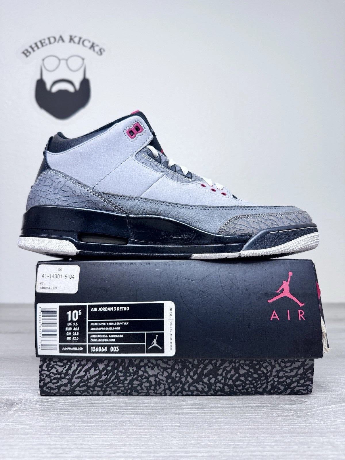 Size 10.5 - Nike Air Jordan 3 Retro Stealth 2011 Preowned 136064-003 Sneakers Asics Hyper Speed 4 Running Shoe