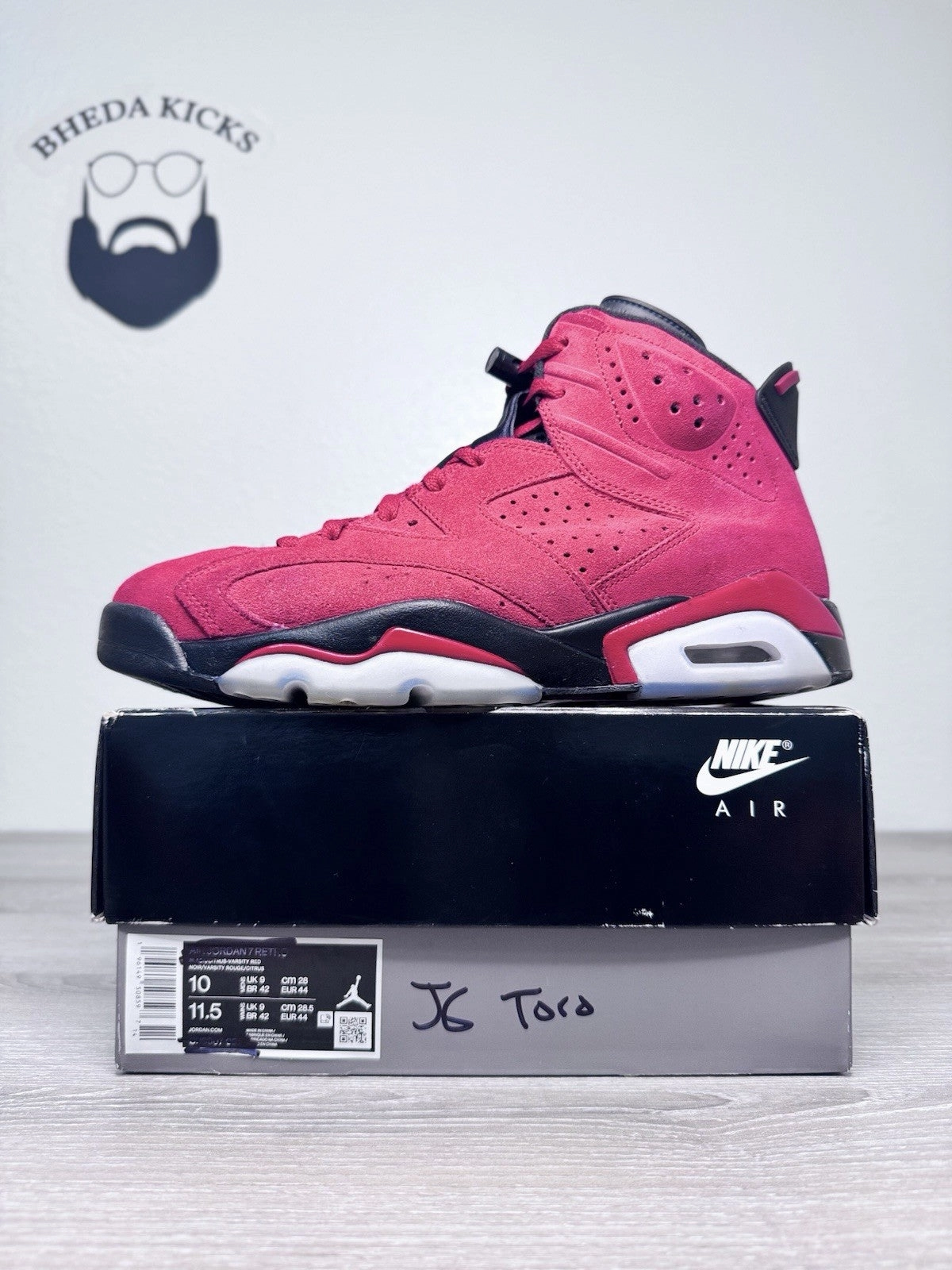 Size 10 - Nike Air Jordan 6 Retro Toro Bravo CT8529-600 Black Red Varsity Asics Gt-1000 9 Running Shoes
