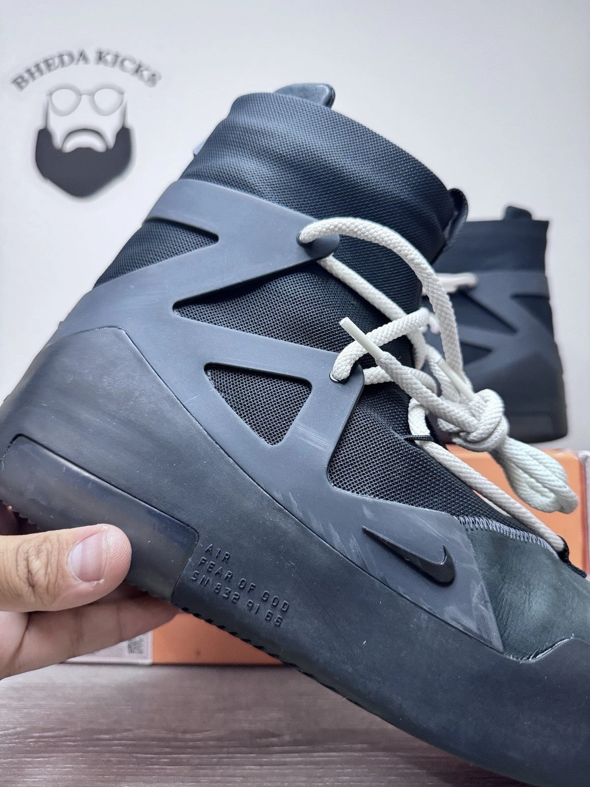 Size 11.5 - Nike Air Fear of God 1 Triple Black 2020 AR4237-005 Off Noir Asics Gel Rocket 11 Volleyball Shoes
