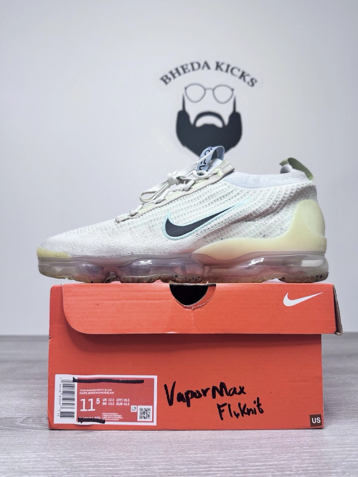 Size 11.5 - Nike Air VaporMax 2021 Flyknit Mismatched Swoosh Shoes DQ7633-100 Asics Long Distance Running Shoes