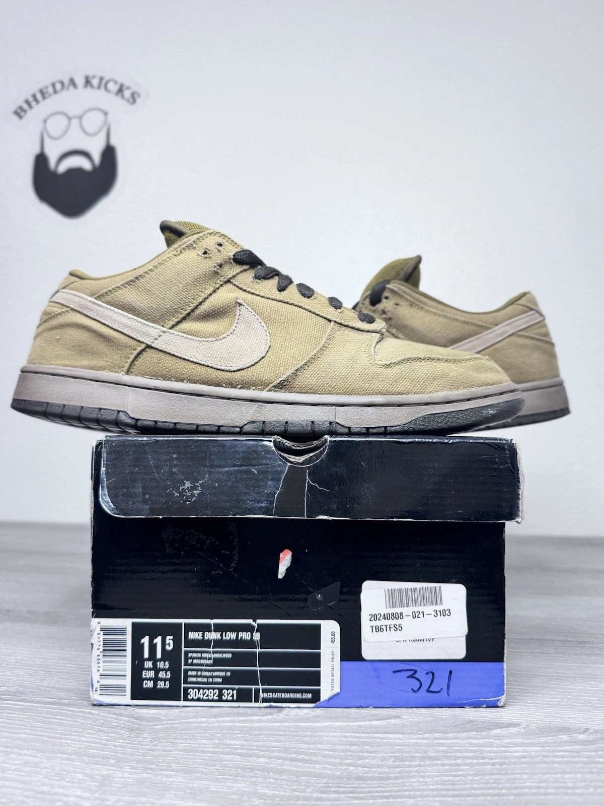 Asics Lite Shoes Size 11.5 - Nike SB Dunk Low Pro Sandalwood 304292-321 Preowned Rare Og