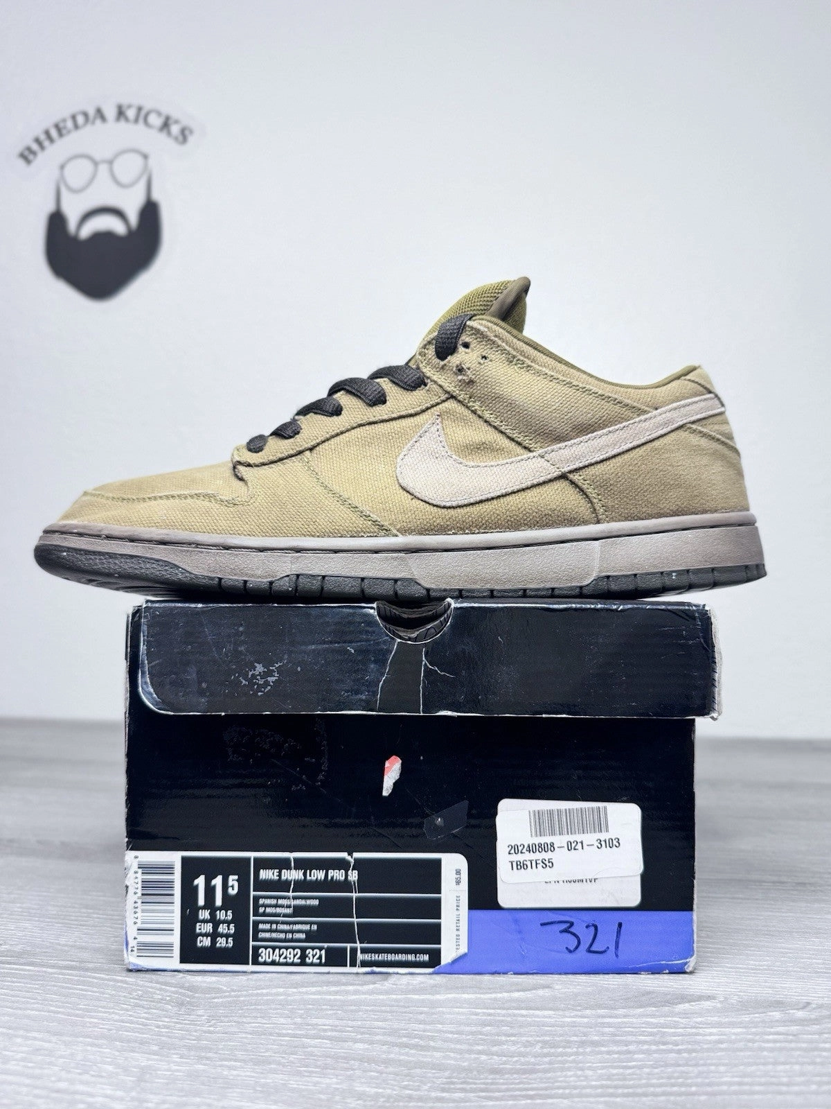 Size 11.5 - Nike SB Dunk Low Pro Sandalwood 304292-321 Preowned Rare Og Asics Gel Kayano 14 Casual Shoes