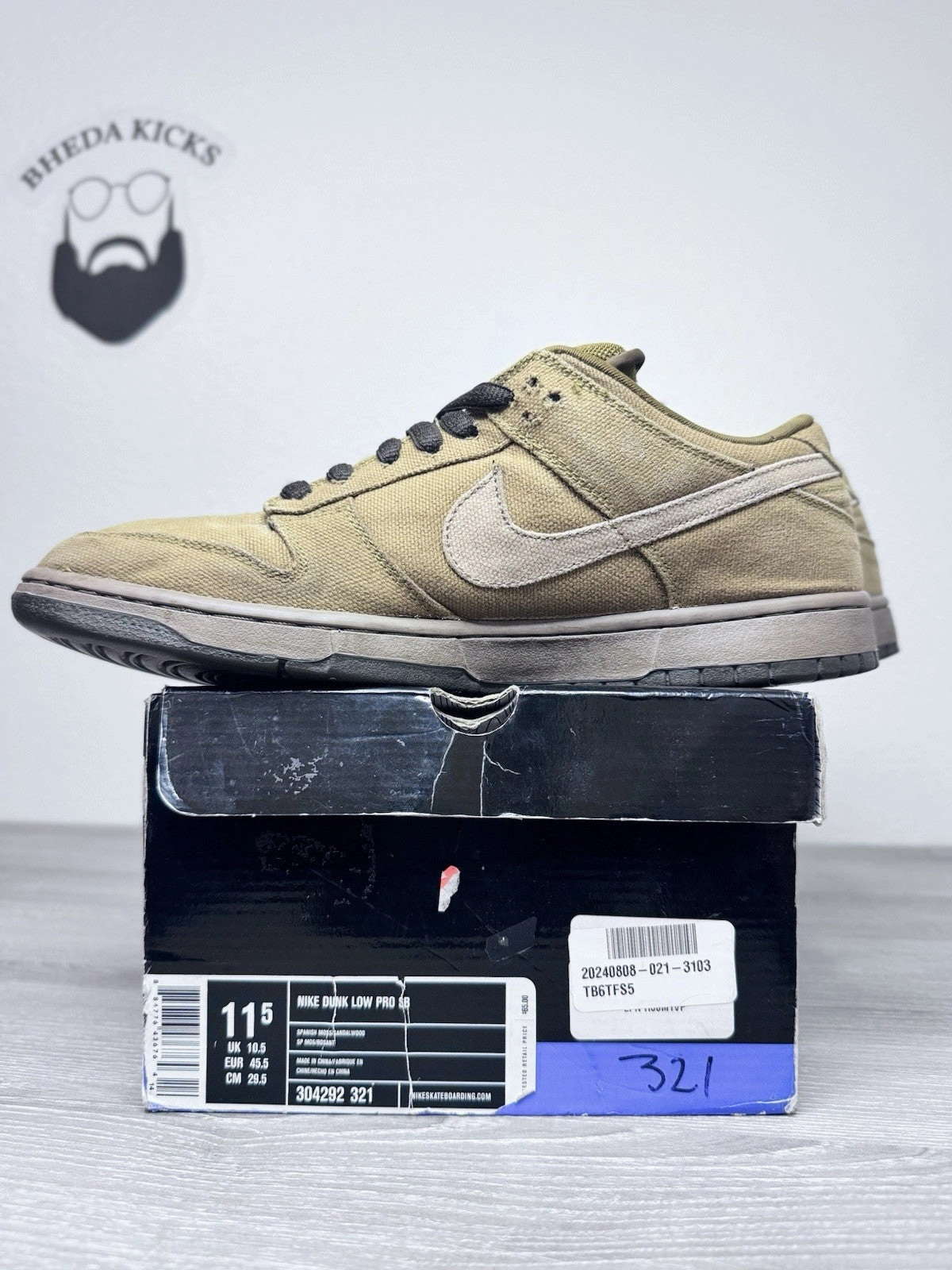 Asics High Mileage Running Shoe Size 11.5 - Nike SB Dunk Low Pro Sandalwood 304292-321 Preowned Rare Og