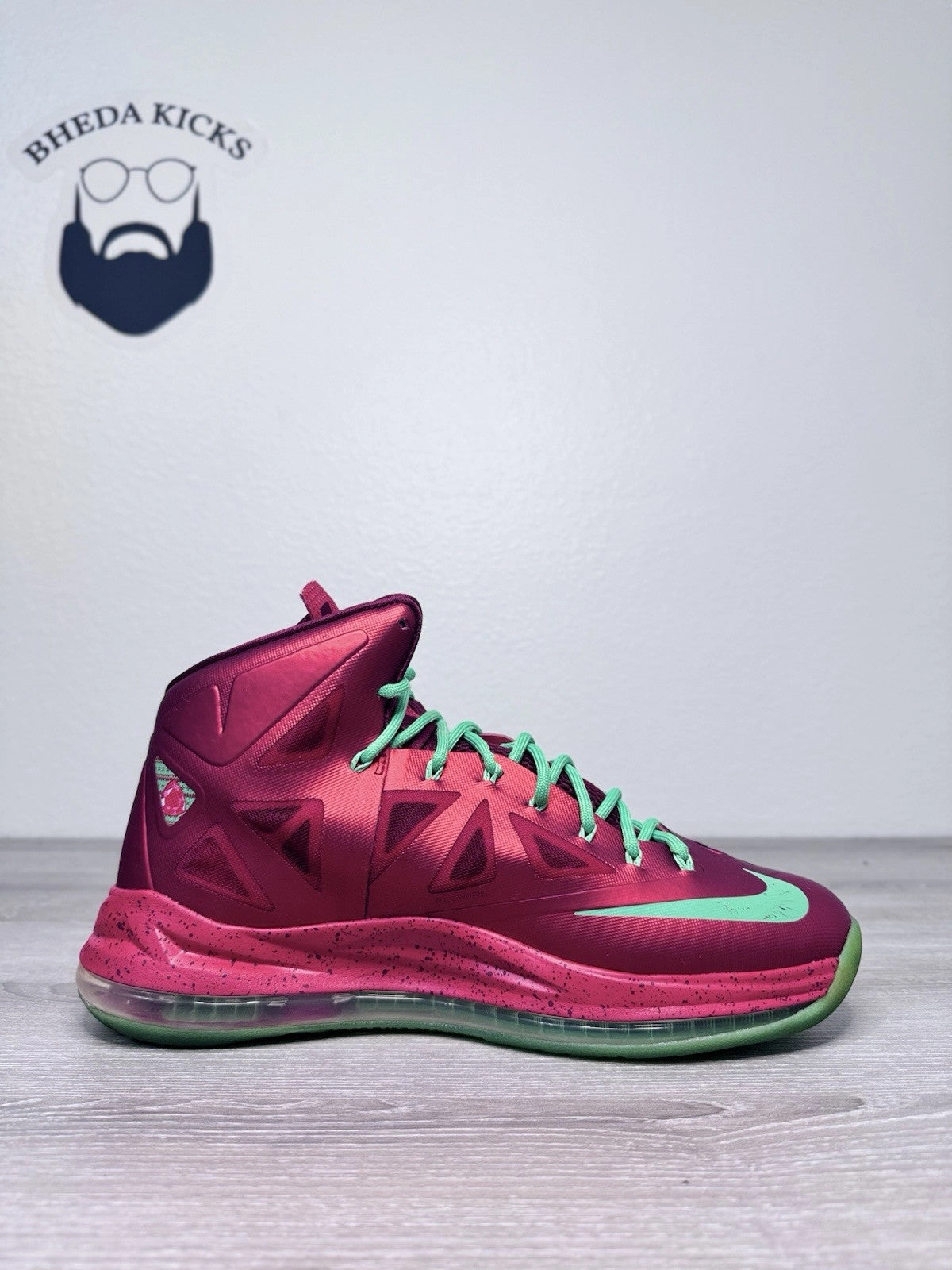 Size 11 - Nike LeBron 10 Christmas 2012 Red Jade Green Preowned 541100-600 Asics Climbing Shoes