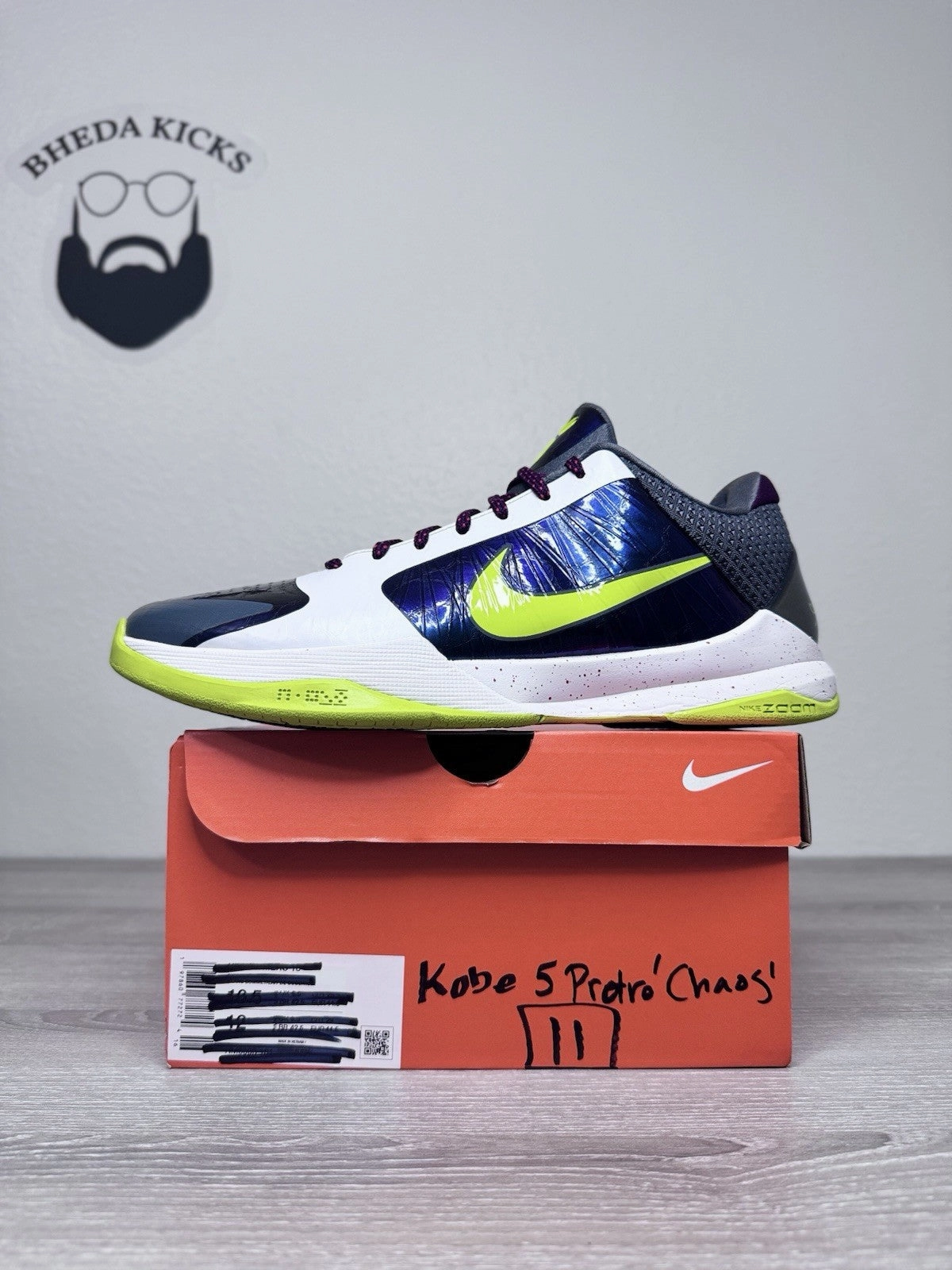 Size 11 - Nike Zoom Kobe 5 Protro 2020 Chaos CD4991-100 Preowned PADS Asics Gel Cumulus 27 Running Shoes