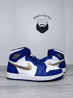 Size 12.5 - Air Jordan 1 High Gold Medal Nike Retro Blue White 2016 332550-406 Trendy Asics Shoes