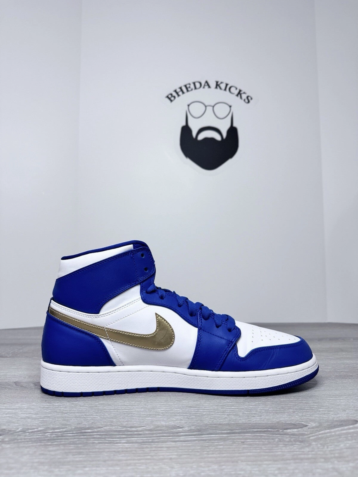 Size 12.5 - Air Jordan 1 High Gold Medal Nike Retro Blue White 2016 332550-406 Asics Gel Kayano Ace Golf Shoes