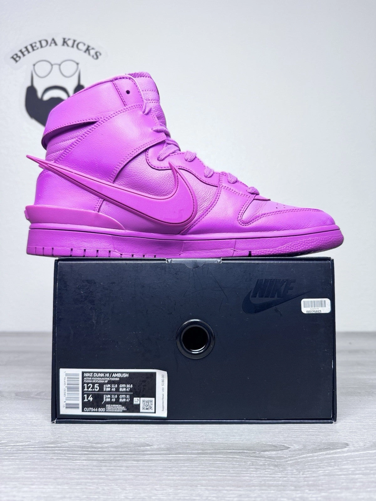 Size 12.5M - 2021 Nike Dunk High Ambush Active Fuchsia CU7544-600 Preowned Asics Gt 1000 Shoes