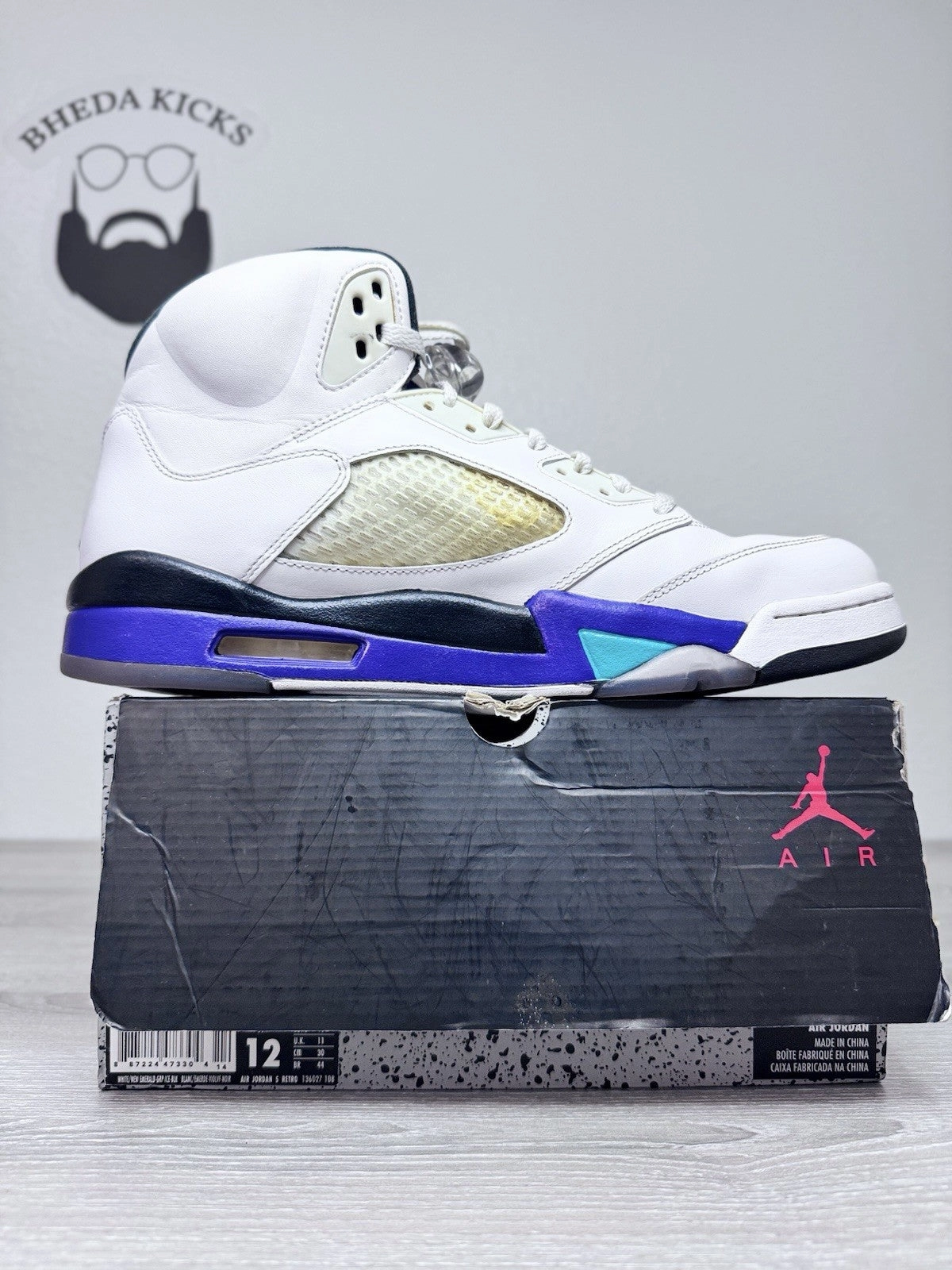 Size 12 - Nike Air Jordan 5 Retro Grape 2013 White Purple Black 136027-108 Asics Trendy Shoes
