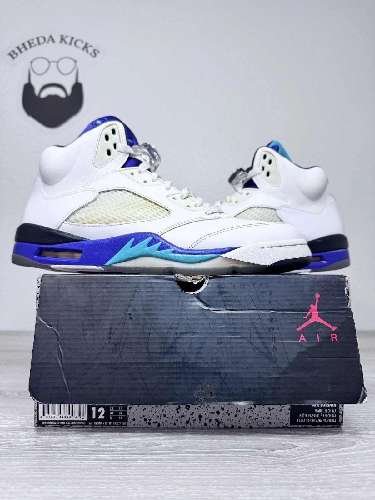 Size 12 - Nike Air Jordan 5 Retro Grape 2013 White Purple Black 136027-108 Shop Asics Wrestling Shoes